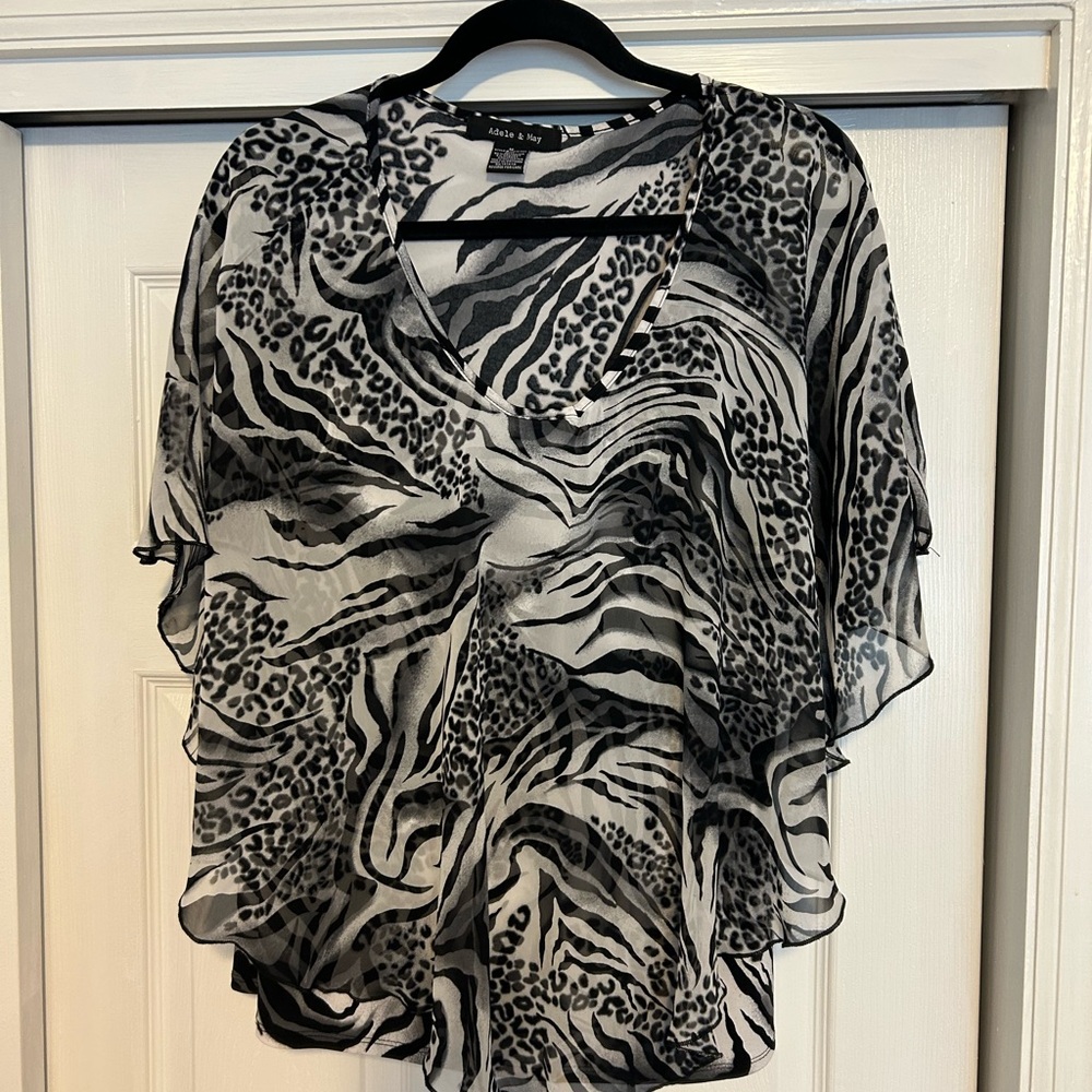 Chic Zebra Print Sheer Blouse